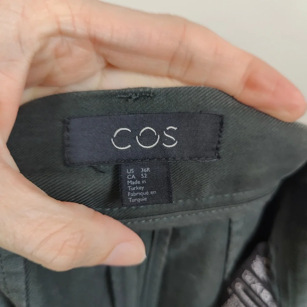 COS Mens Pants 36R Dark‎ Green Lyocell Cotton Blend Minimalist Quiet Luxury